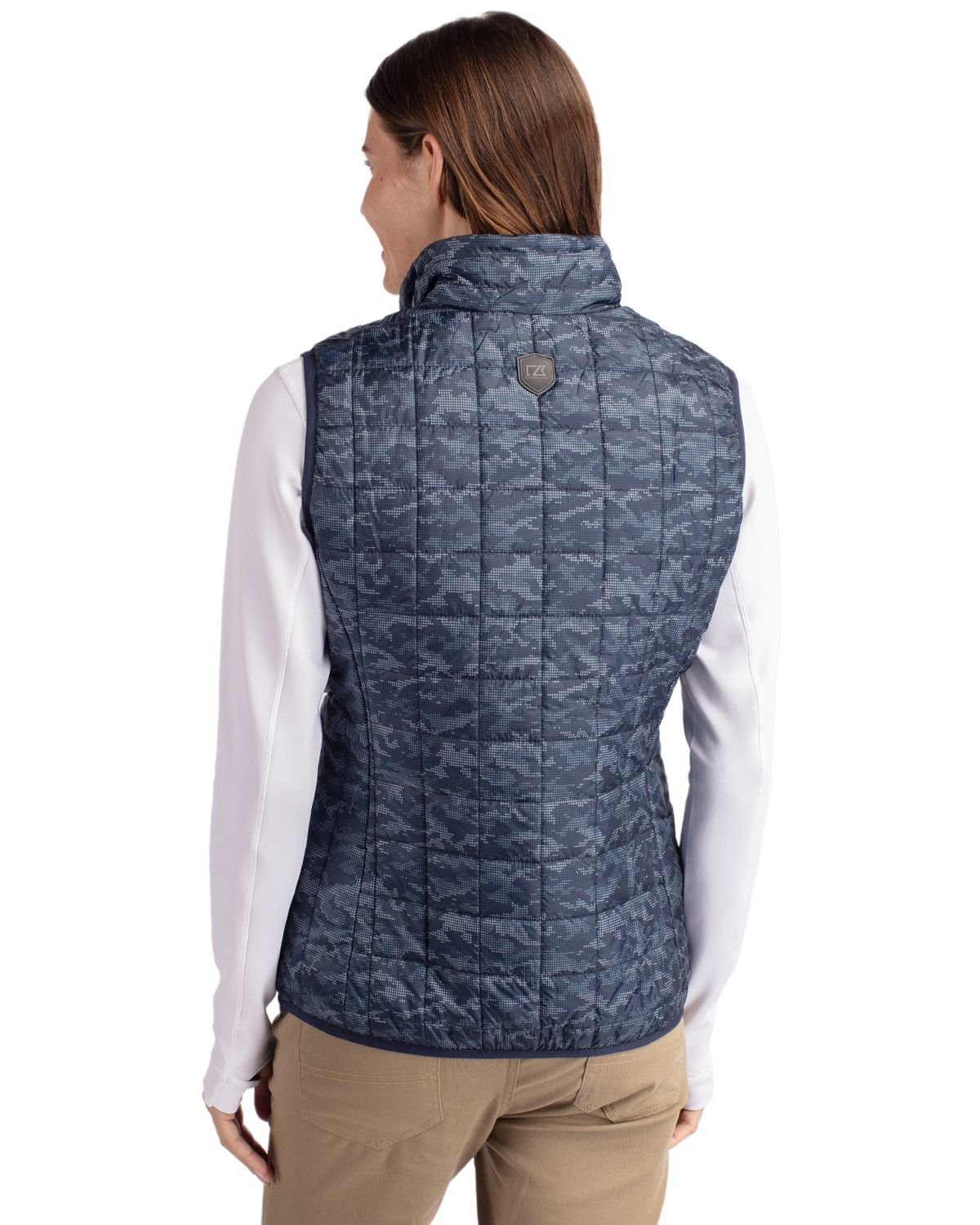 Cutter & Buck Women's Rainier Recycled Insulated Printed Puffer Full Zip Vest-7