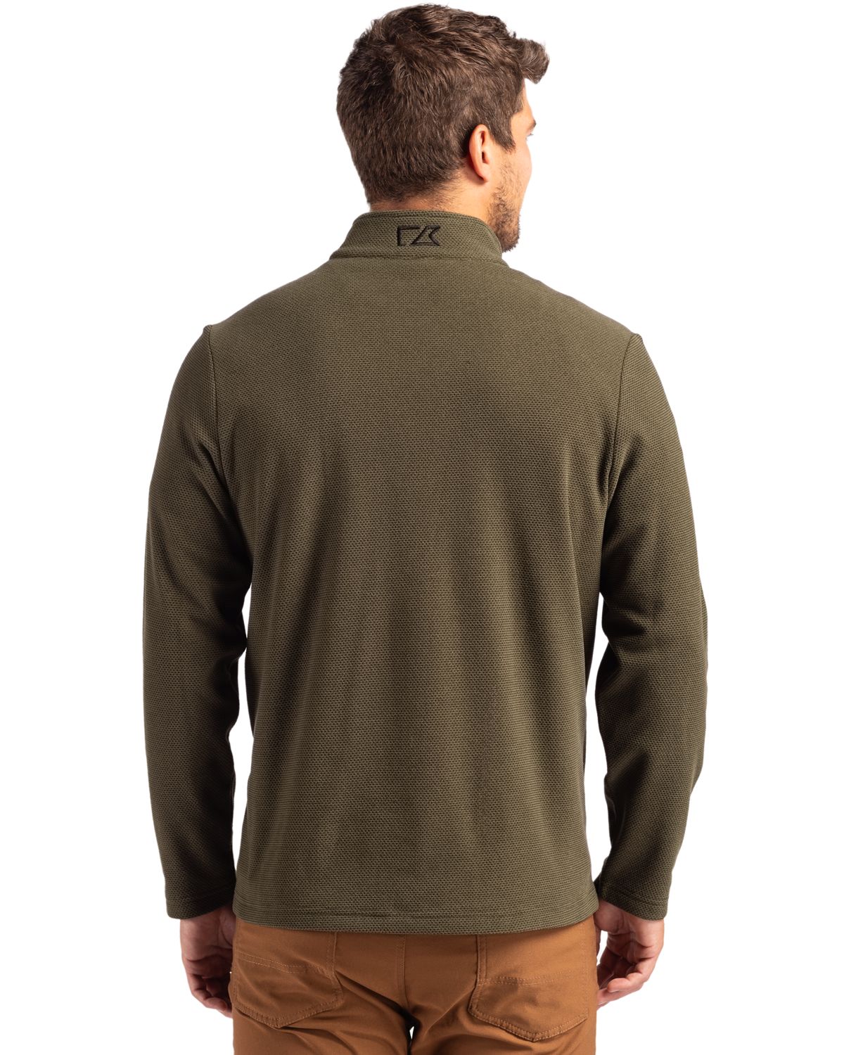 Cutter & Buck Men's Hunts Point Recycled Fleece Hybrid Snap Placket Pullover-2
