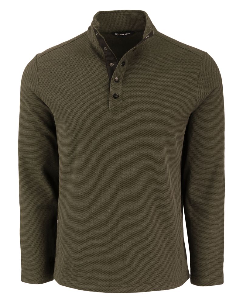 Cutter & Buck Men's Hunts Point Recycled Fleece Hybrid Snap Placket Pullover-13