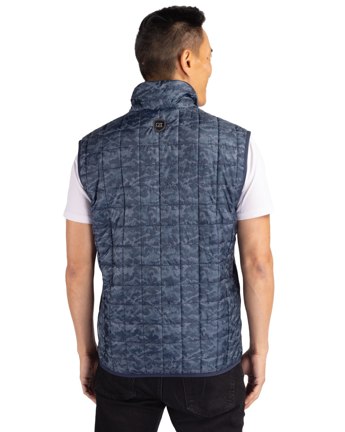 Cutter & Buck Men's Rainier Recycled Insulated Printed Puffer Full Zip Vest-6