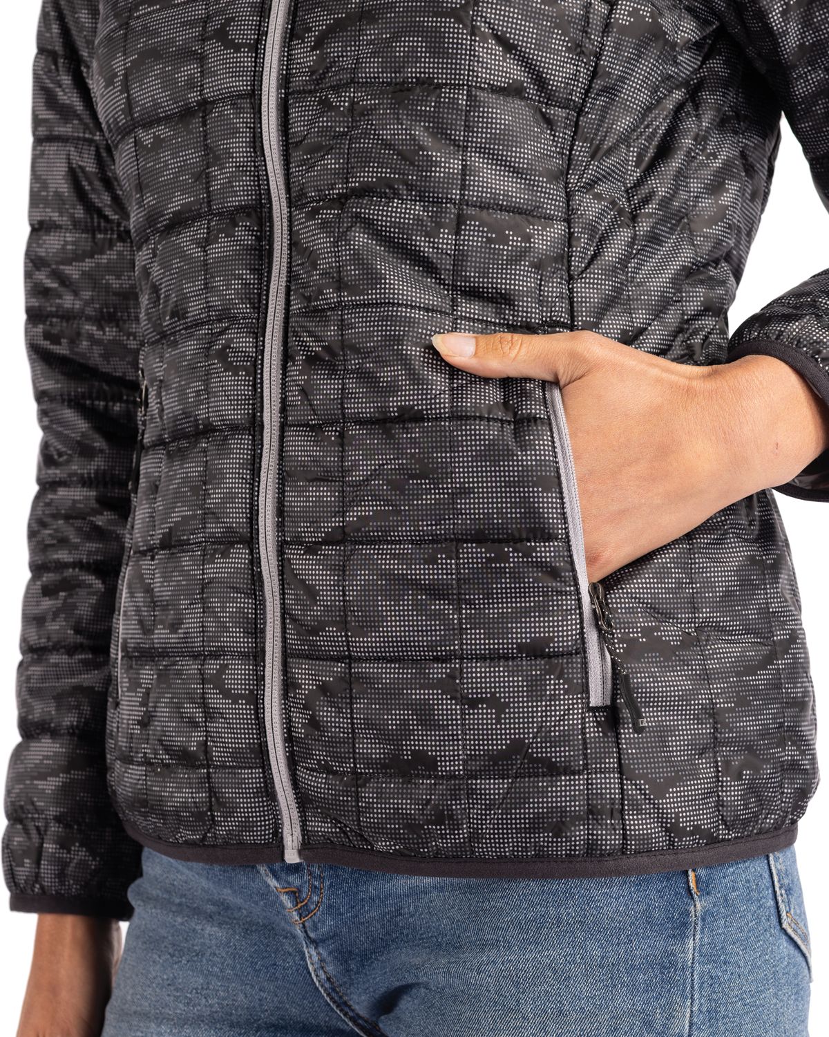 Cutter & Buck Women's Rainier Recycled Insulated Printed Puffer Full Zip Jacket-8