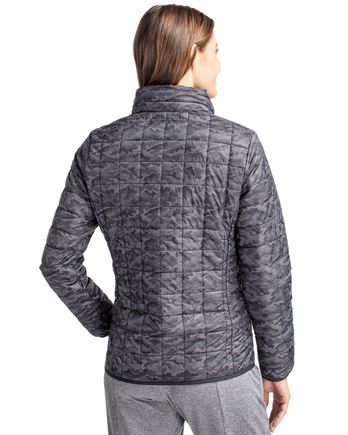 Cutter & Buck Women's Rainier Recycled Insulated Printed Puffer Full Zip Jacket-14