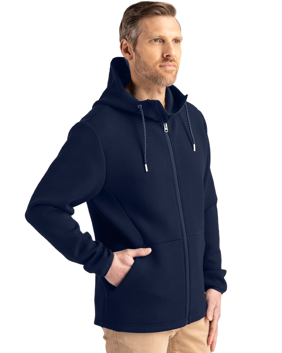Cutter & Buck Men's Roam Recycled Buttery-Soft Knit Full Zip Hooded Jacket-6