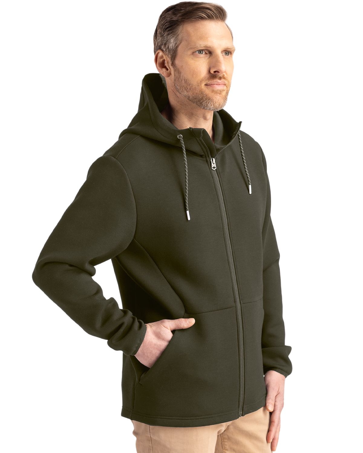 Cutter & Buck Men's Roam Recycled Buttery-Soft Knit Full Zip Hooded Jacket-1