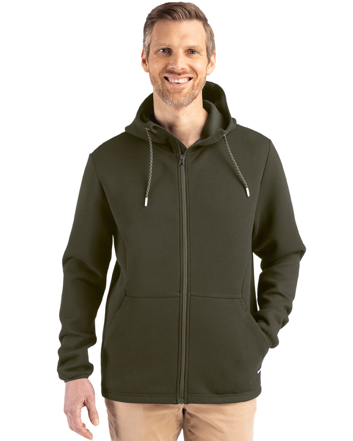 Cutter & Buck Men's Roam Recycled Buttery-Soft Knit Full Zip Hooded Jacket-2