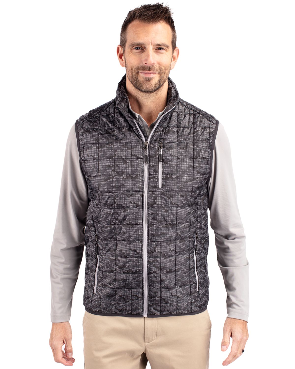 Cutter & Buck Men's Rainier Recycled Insulated Printed Puffer Full Zip Vest-3