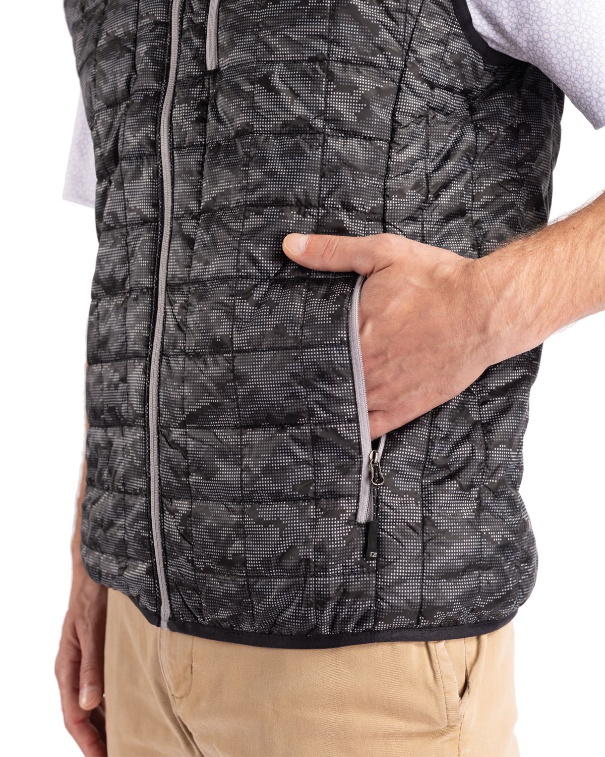Cutter & Buck Men's Rainier Recycled Insulated Printed Puffer Full Zip Vest-13