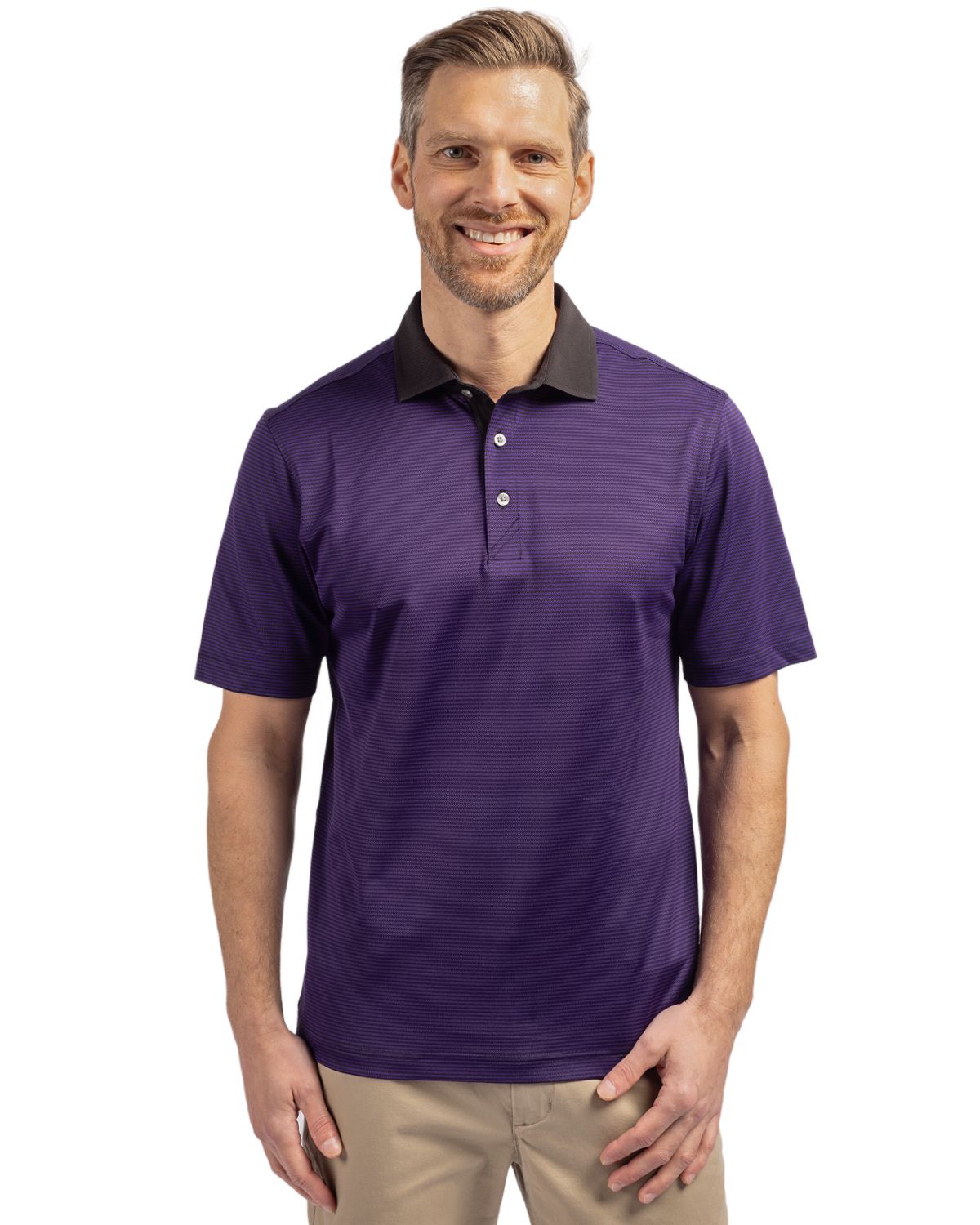 Cutter & Buck Men's Virtue Recycled Micro Stripe Featherlight Pique Polo-1