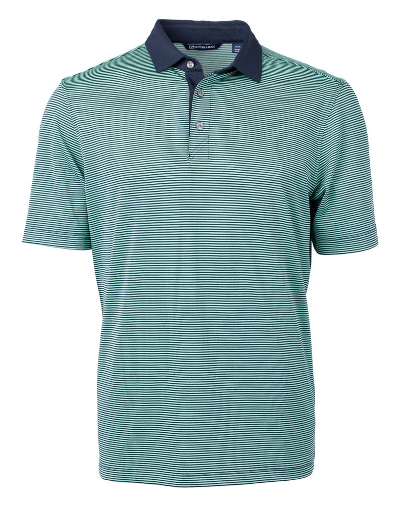 Cutter & Buck Men's Virtue Recycled Micro Stripe Featherlight Pique Polo-2