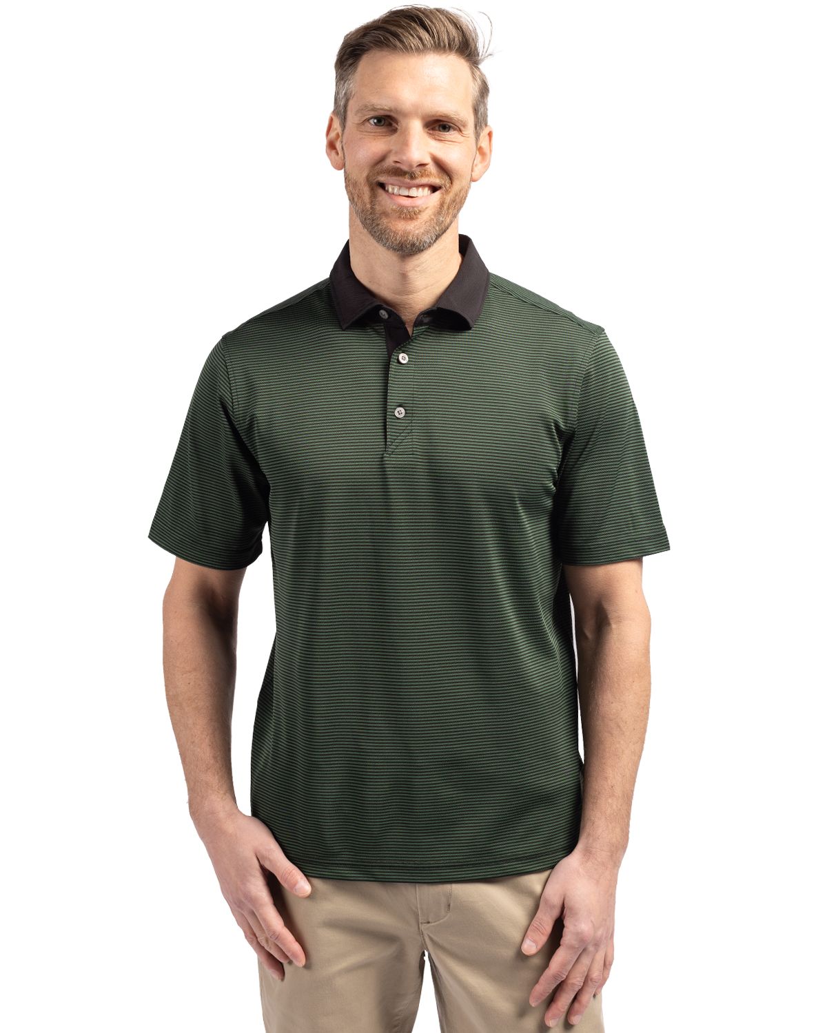 Cutter & Buck Men's Virtue Recycled Micro Stripe Featherlight Pique Polo-4