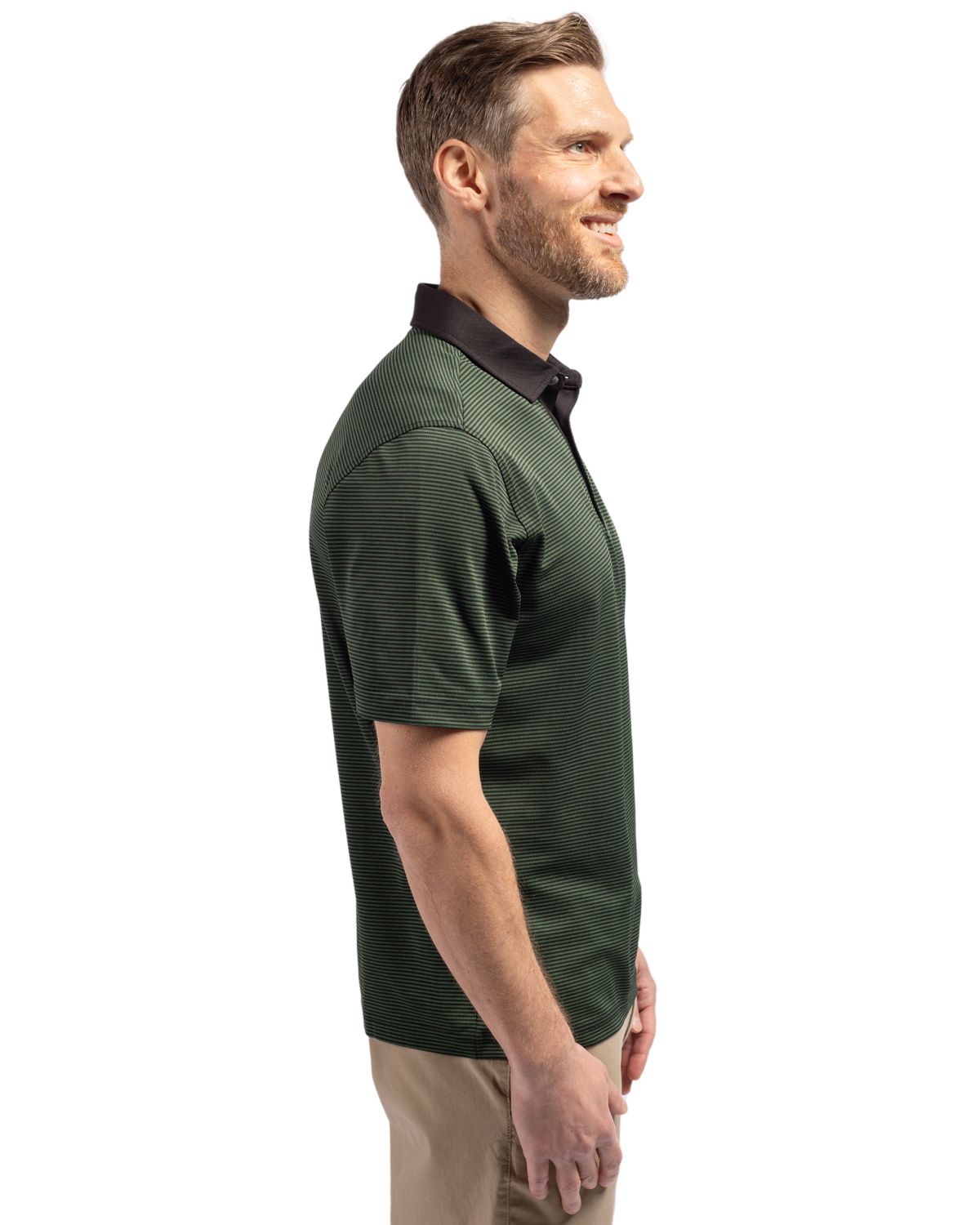 Cutter & Buck Men's Virtue Recycled Micro Stripe Featherlight Pique Polo-6