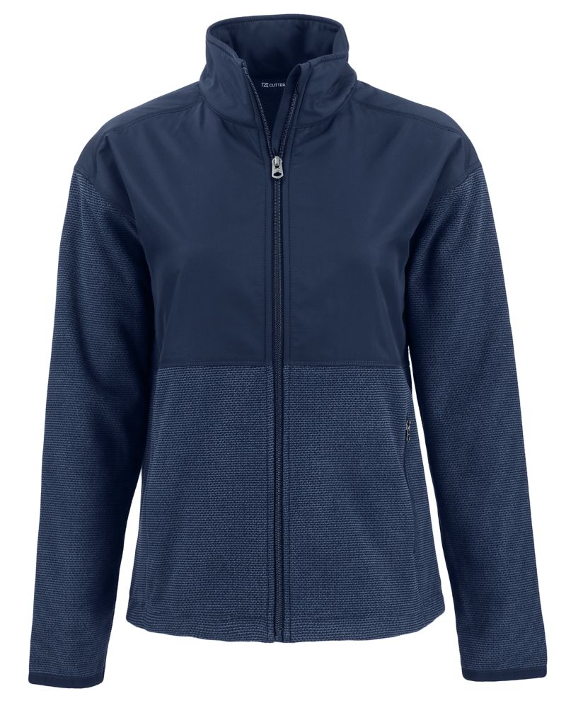 Cutter & Buck Women's Hunts Point Recycled Fleece Hybrid Full Zip Jacket-2