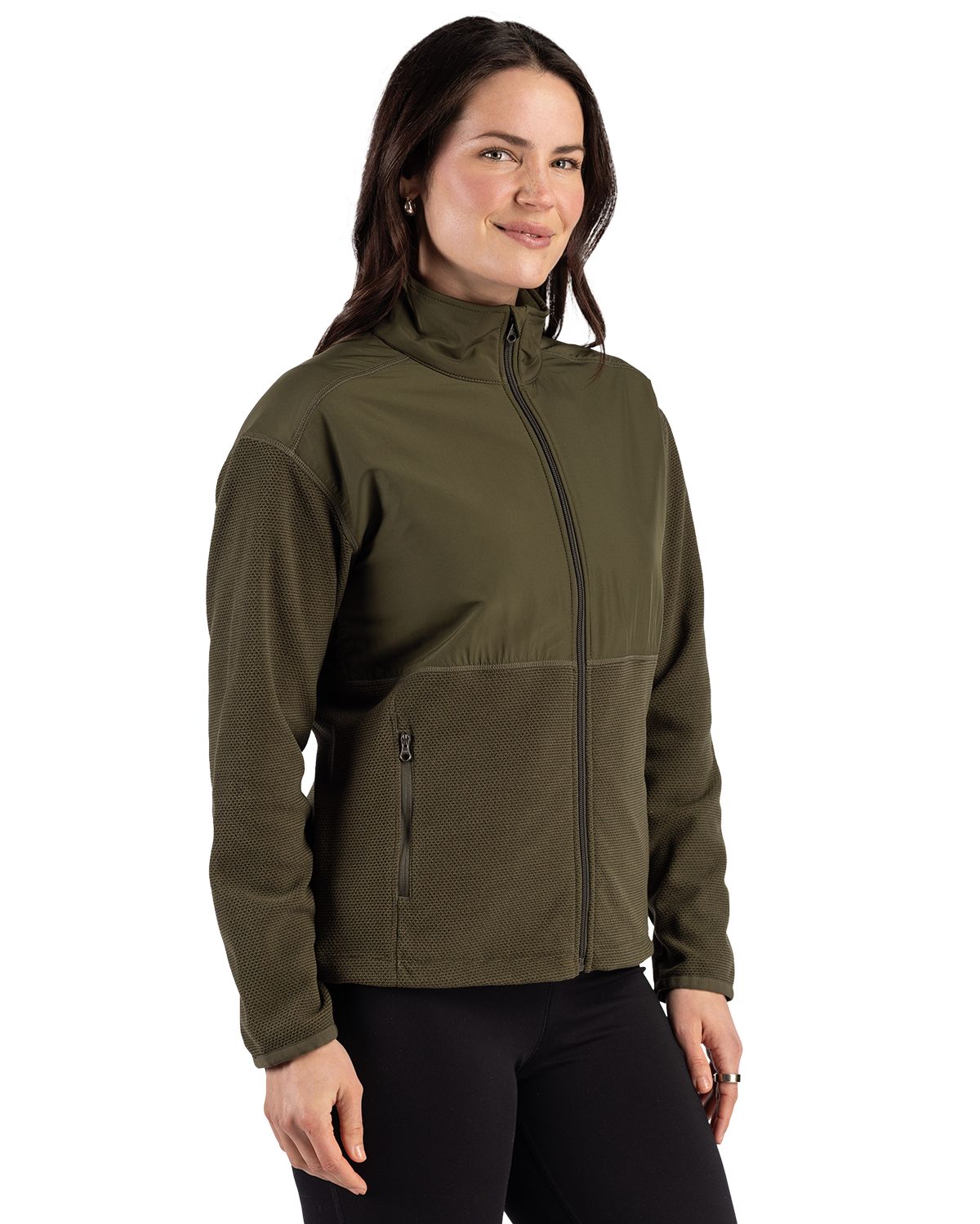 Cutter & Buck Women's Hunts Point Recycled Fleece Hybrid Full Zip Jacket-6