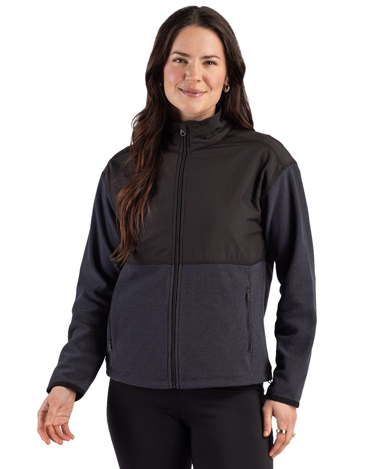 Cutter & Buck Women's Hunts Point Recycled Fleece Hybrid Full Zip Jacket-9