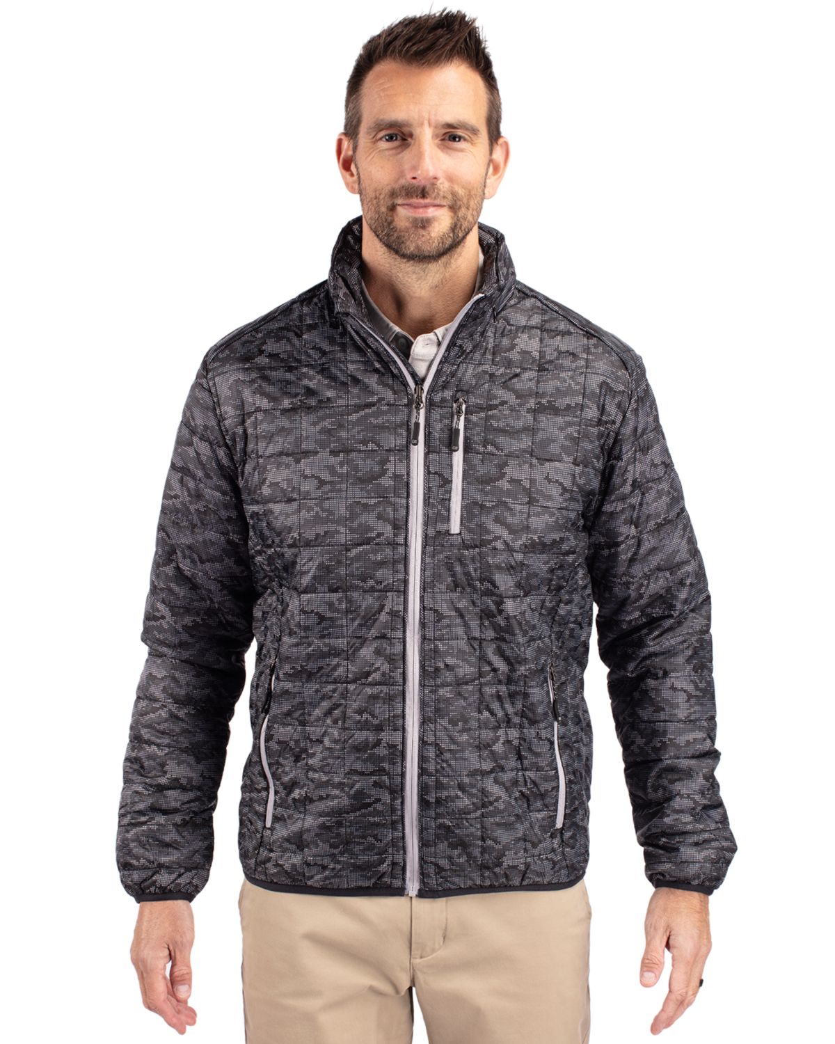 Cutter & Buck Men's Rainier Recycled Insulated Printed Puffer Full Zip Jacket-3