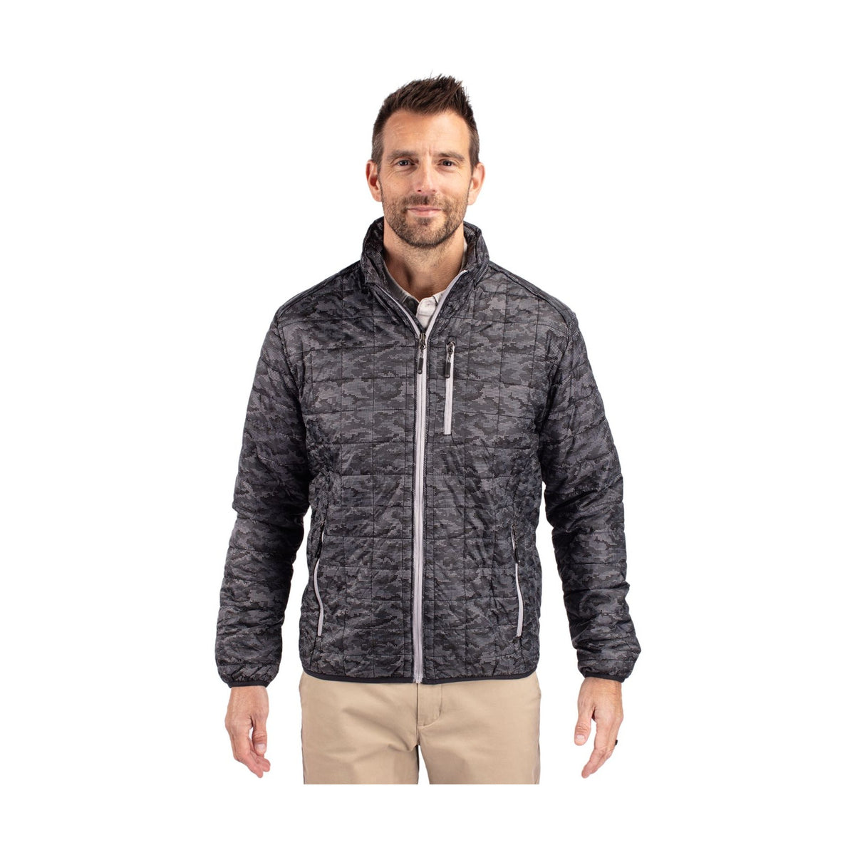 Cutter & Buck Men's Rainier Recycled Insulated Printed Puffer Full Zip Jacket-3