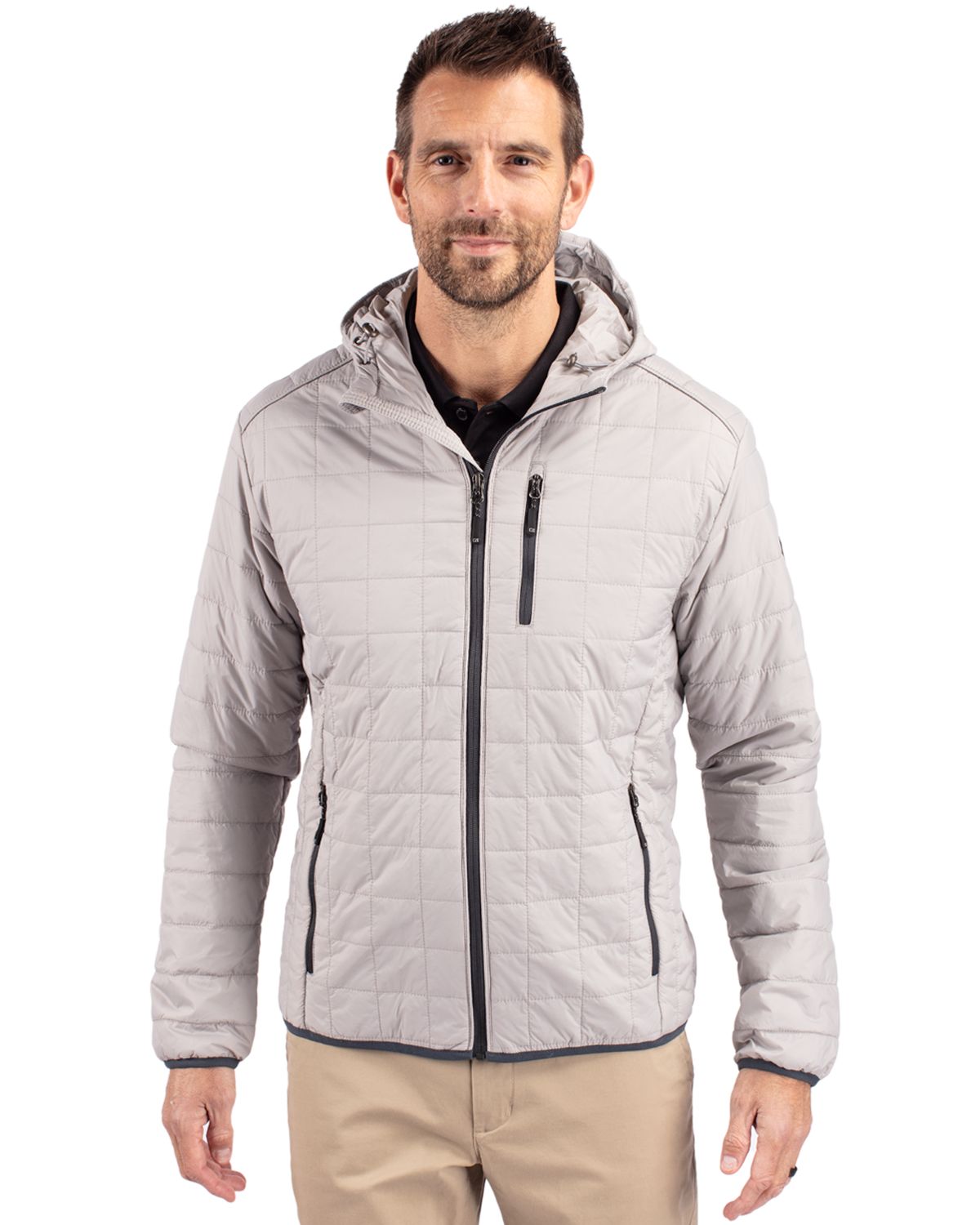 Cutter & Buck Men's Rainier Recycled Insulated Puffer Full Zip Hooded Jacket Jacket-4