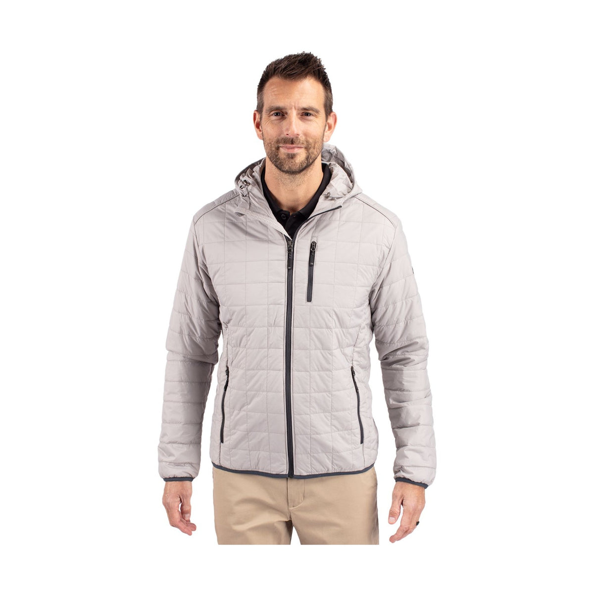 Cutter & Buck Men's Rainier Recycled Insulated Puffer Full Zip Hooded Jacket Jacket-4
