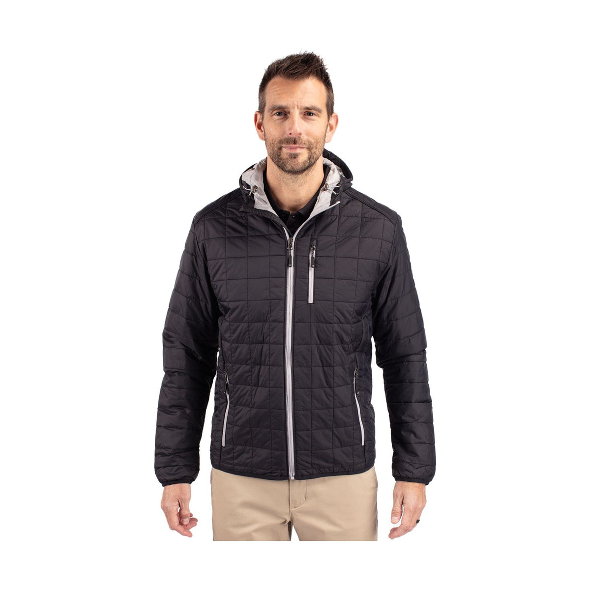 Cutter & Buck Men's Rainier Recycled Insulated Puffer Full Zip Hooded Jacket Jacket-1