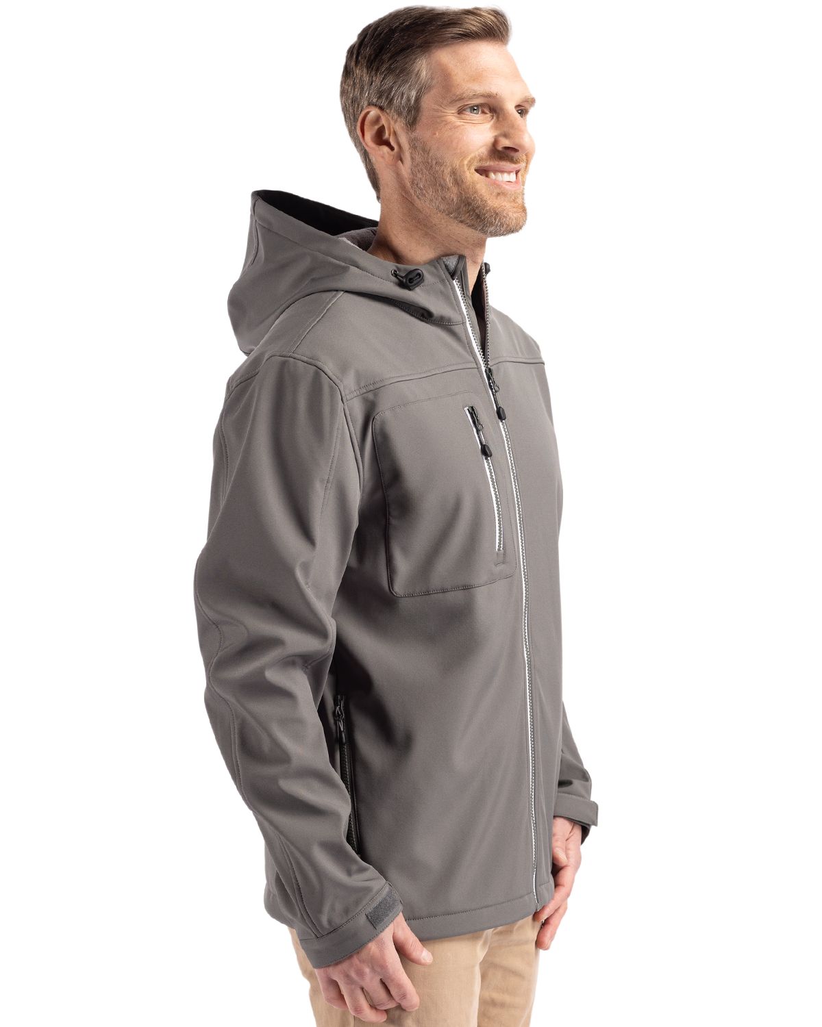 Clique Men's Telemark Recycled Stretch Softshell Full Zip Hooded Jacket-3