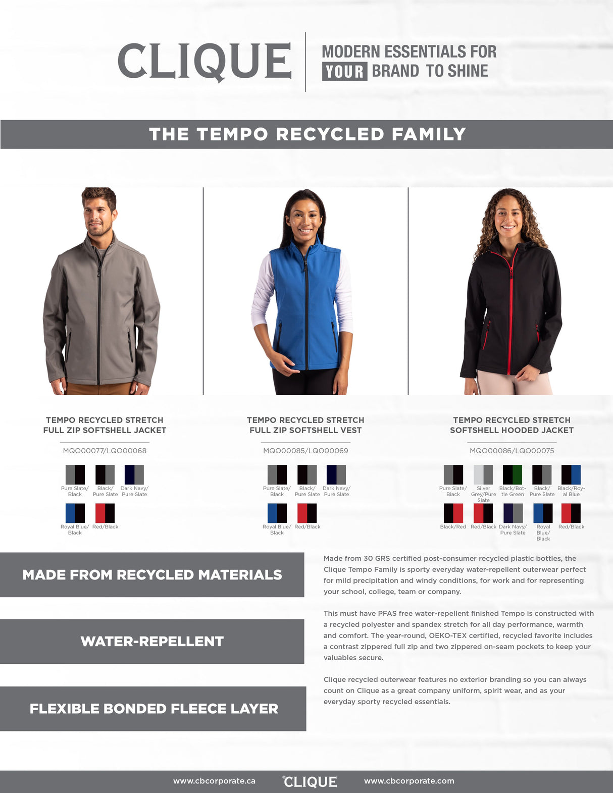 Clique Women's Tempo Recycled Stretch Softshell Full Zip Hooded Jacket-7
