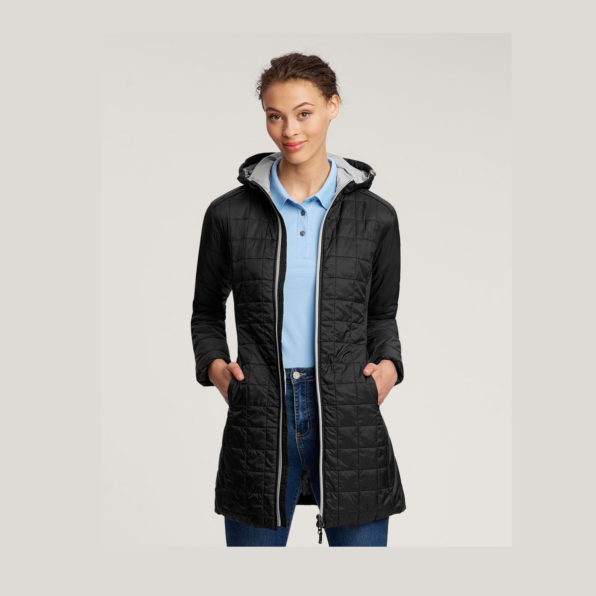 Cutter & Buck Women's Rainier Recycled Insulated Puffer Full Zip Hooded Long Coat-6