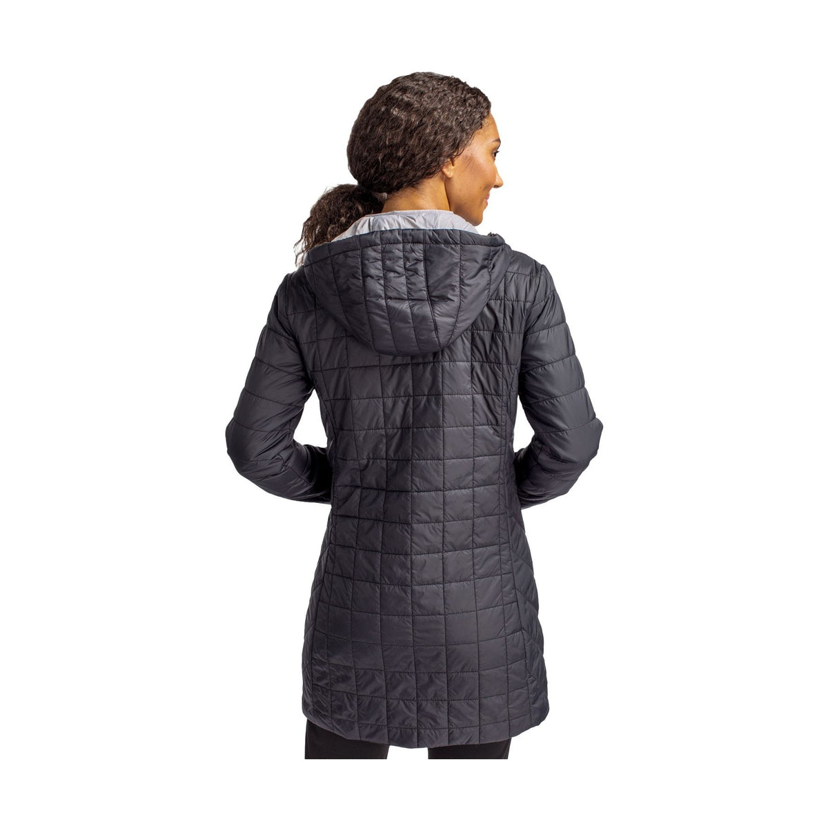 Cutter & Buck Women's Rainier Recycled Insulated Puffer Full Zip Hooded Long Coat-7