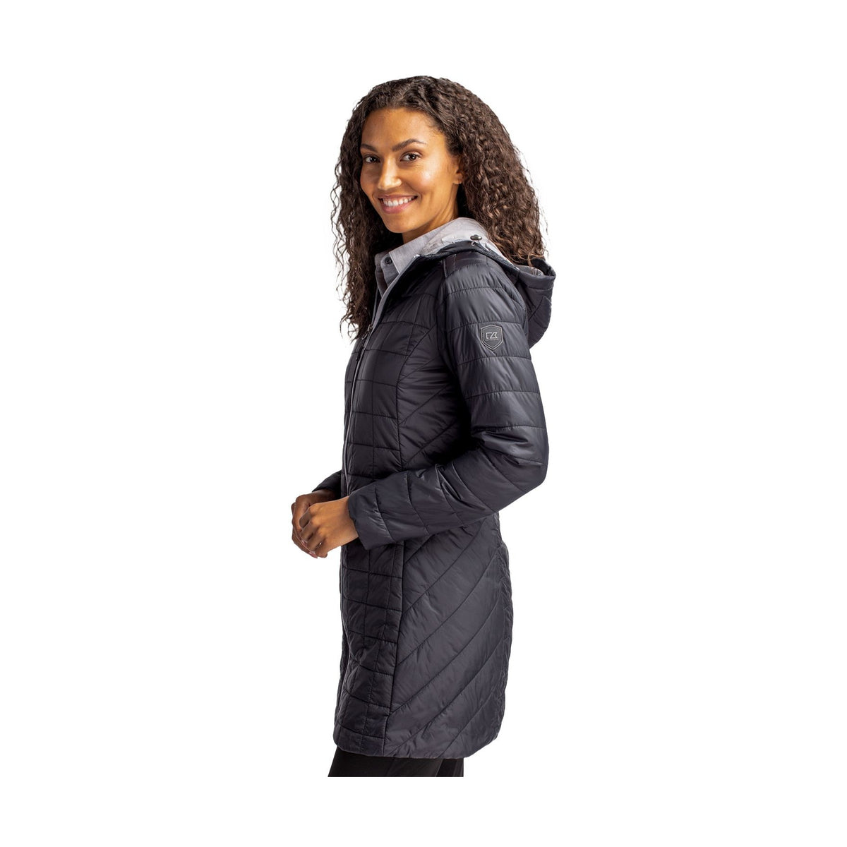 Cutter & Buck Women's Rainier Recycled Insulated Puffer Full Zip Hooded Long Coat-8