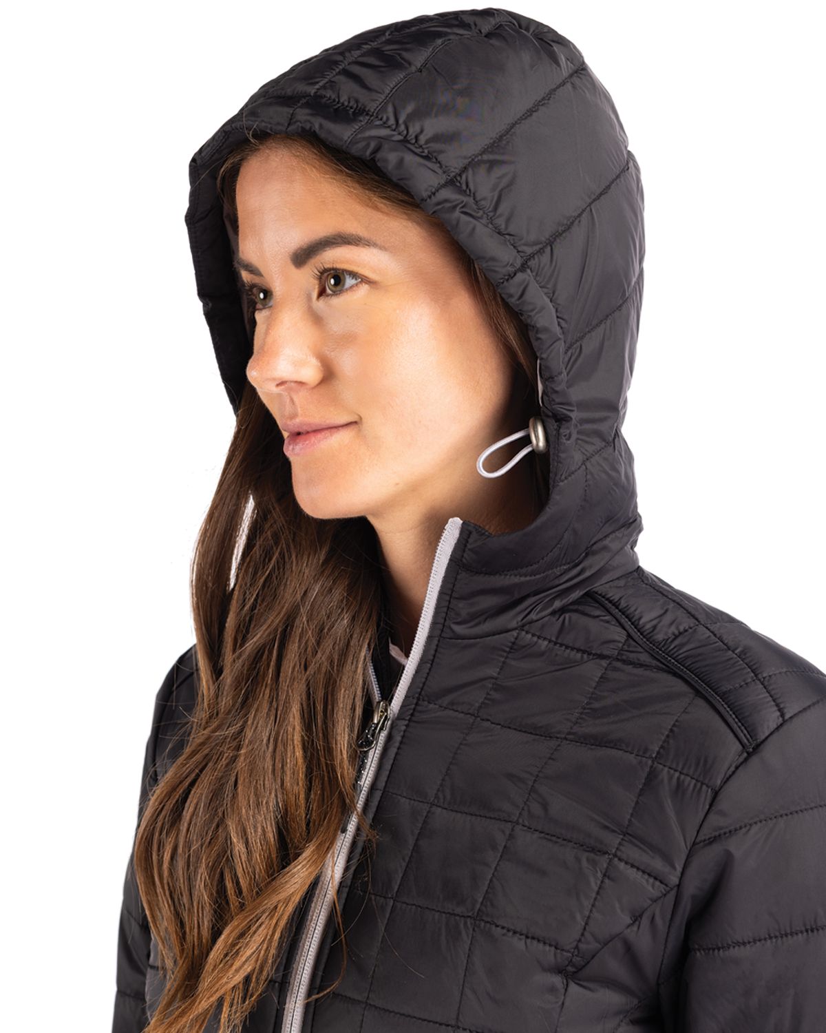 Cutter & Buck Women's Rainier Recycled Insulated Puffer Full Zip Hooded Long Coat-11