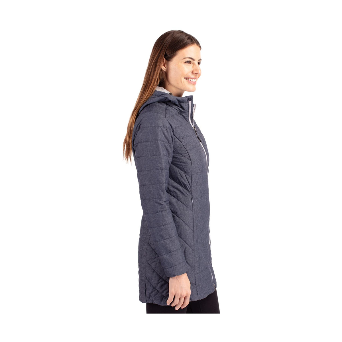 Cutter & Buck Women's Rainier Recycled Insulated Puffer Full Zip Hooded Long Coat-5