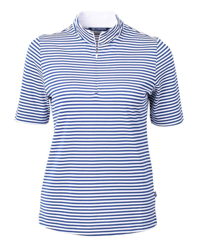 Cutter & Buck Women's Virtue Recycled Stripe Featherlight Pique Half Zip-5