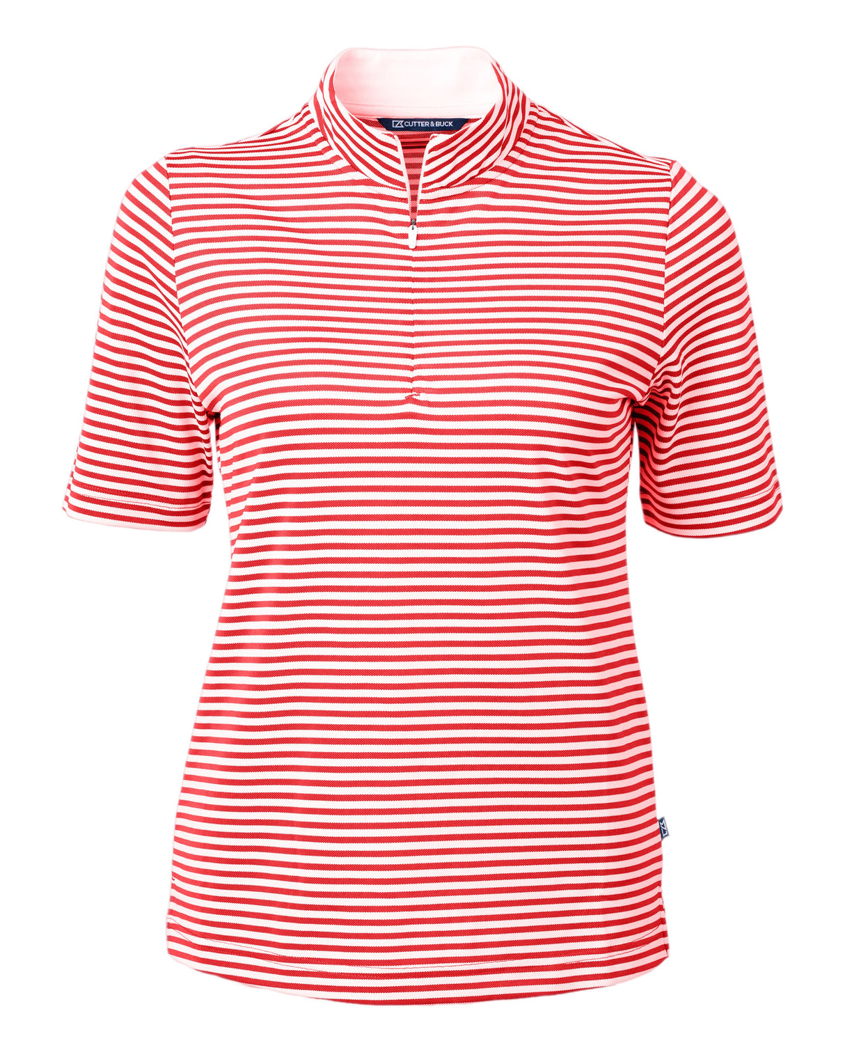 Cutter & Buck Women's Virtue Recycled Stripe Featherlight Pique Half Zip-1