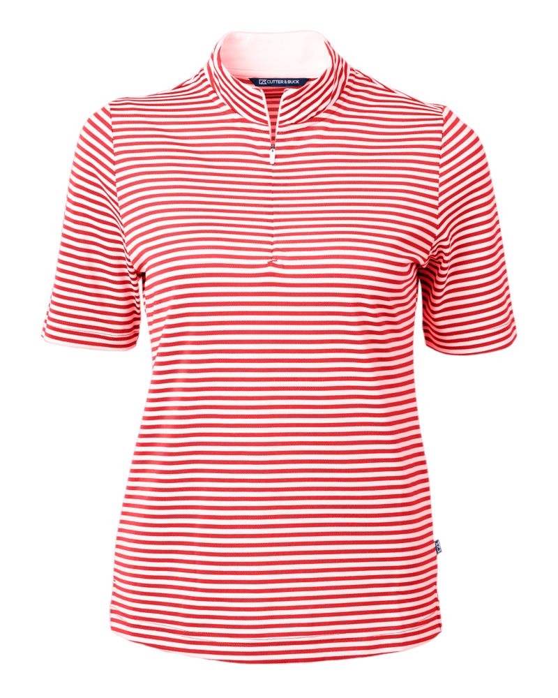 Cutter & Buck Women's Virtue Recycled Stripe Featherlight Pique Half Zip-2
