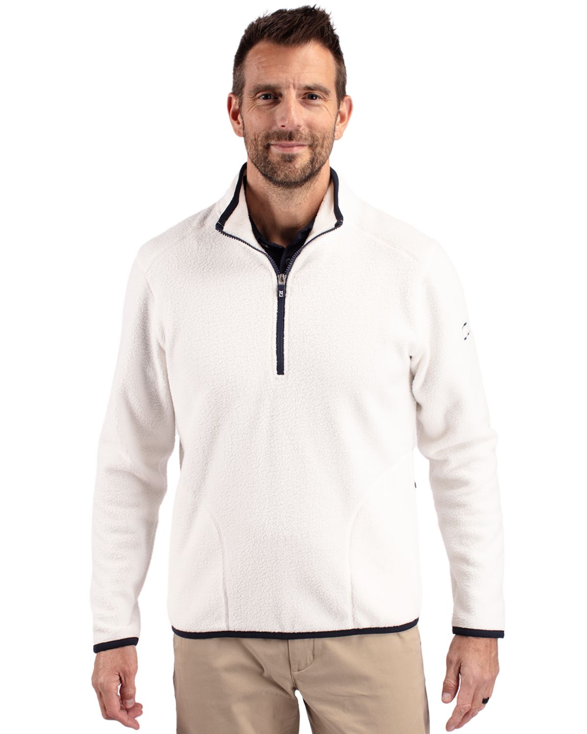 Cutter & Buck Men's Cascade Epic Comfort Recycled Sherpa Fleece Quarter Zip Jacket-4