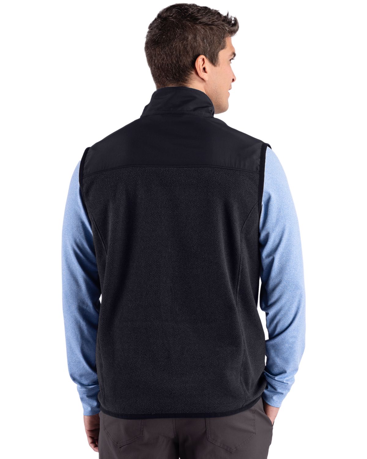 Cutter & Buck Men's Hunts Point Recycled Fleece Hybrid Full Zip Vest-2