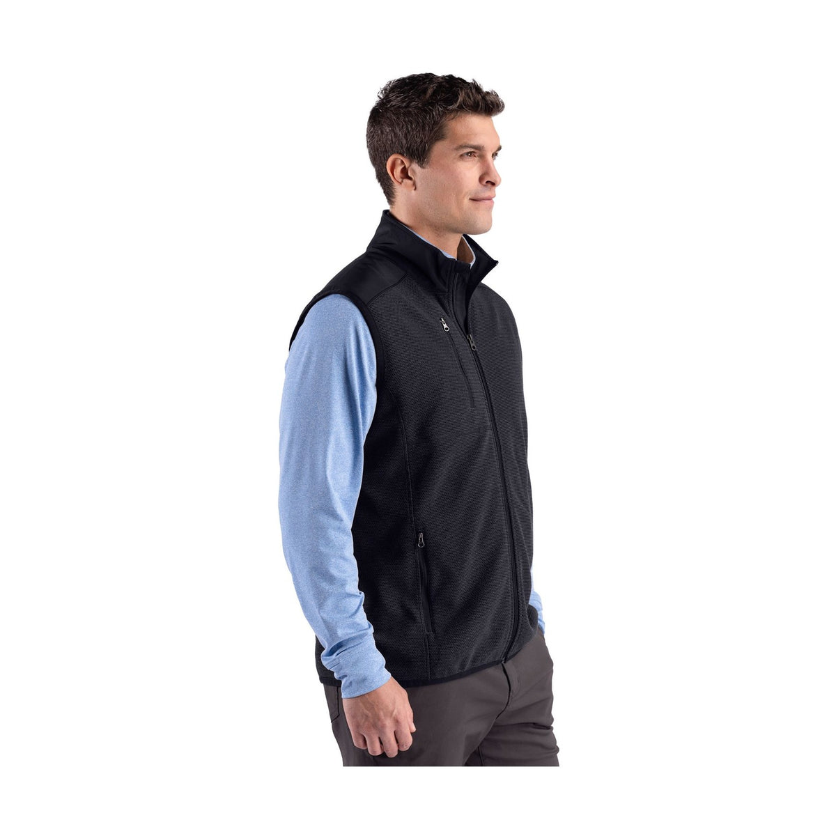 Cutter & Buck Men's Hunts Point Recycled Fleece Hybrid Full Zip Vest-3