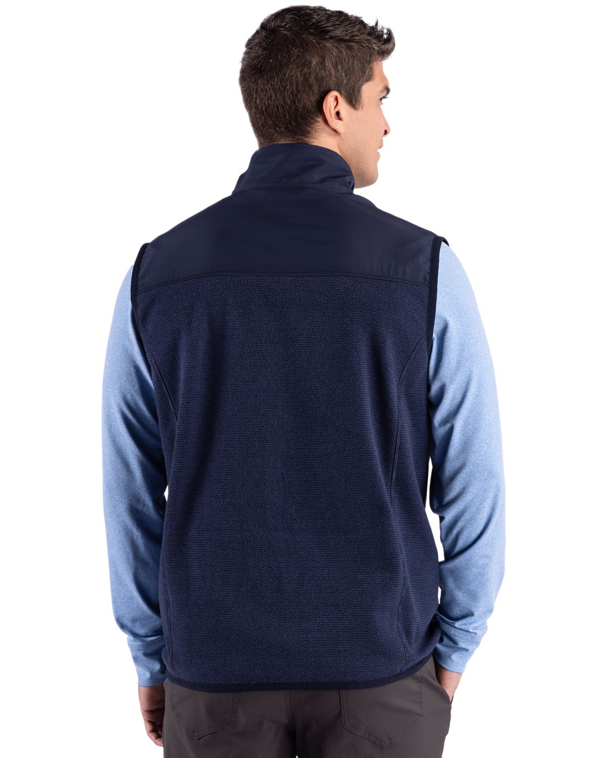 Cutter & Buck Men's Hunts Point Recycled Fleece Hybrid Full Zip Vest-3