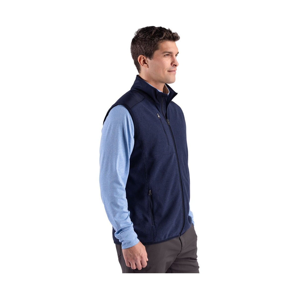 Cutter & Buck Men's Hunts Point Recycled Fleece Hybrid Full Zip Vest-4
