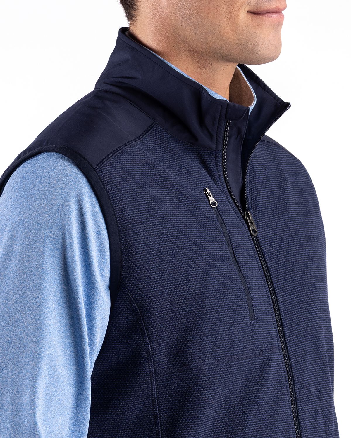 Cutter & Buck Men's Hunts Point Recycled Fleece Hybrid Full Zip Vest-5