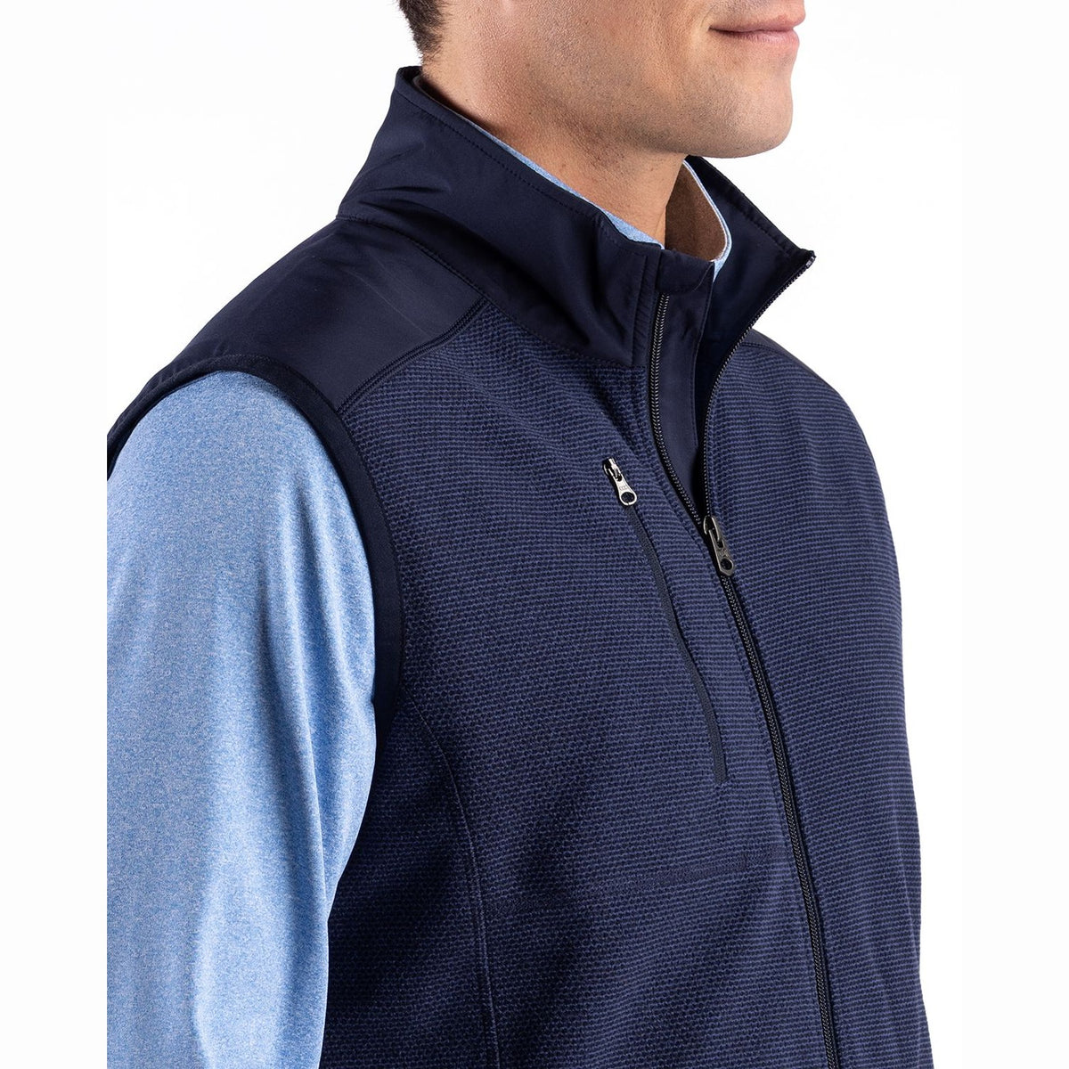 Cutter & Buck Men's Hunts Point Recycled Fleece Hybrid Full Zip Vest-5