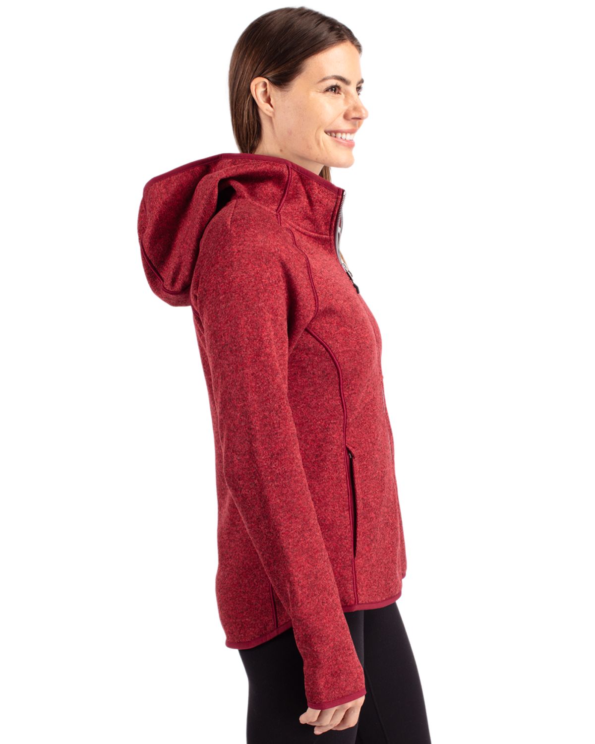 Cutter & Buck Women's Mainsail Sweater-Knit Full Zip Hooded Jacket-6