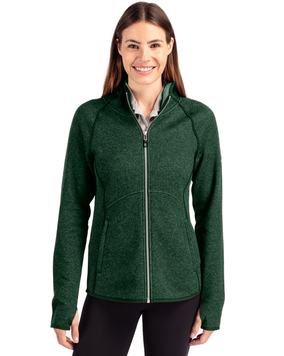 Cutter & Buck Women's Mainsail Sweater-Knit Full Zip Hooded Jacket-6