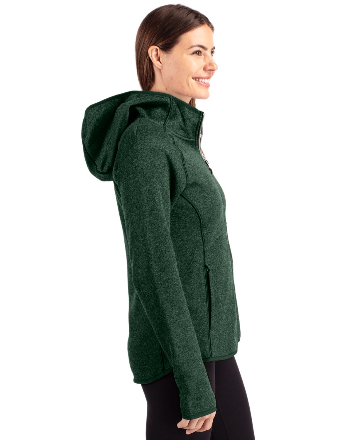 Cutter & Buck Women's Mainsail Sweater-Knit Full Zip Hooded Jacket-8