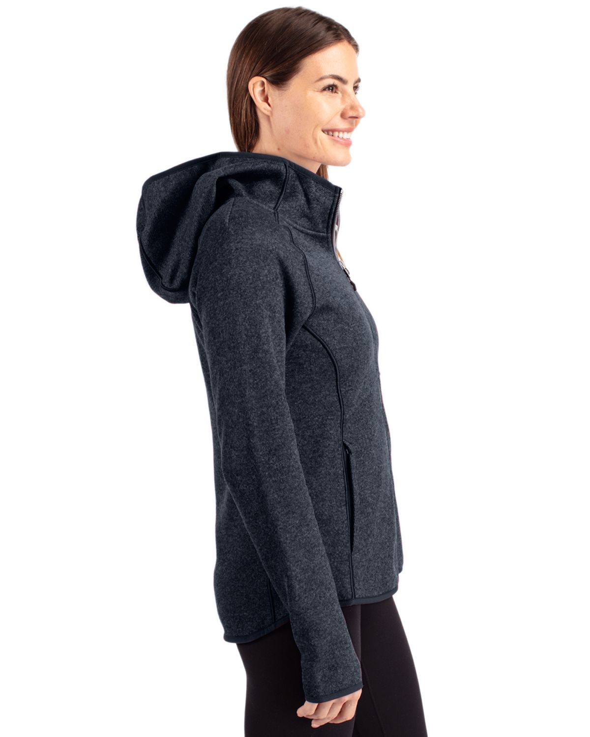 Cutter & Buck Women's Mainsail Sweater-Knit Full Zip Hooded Jacket-3