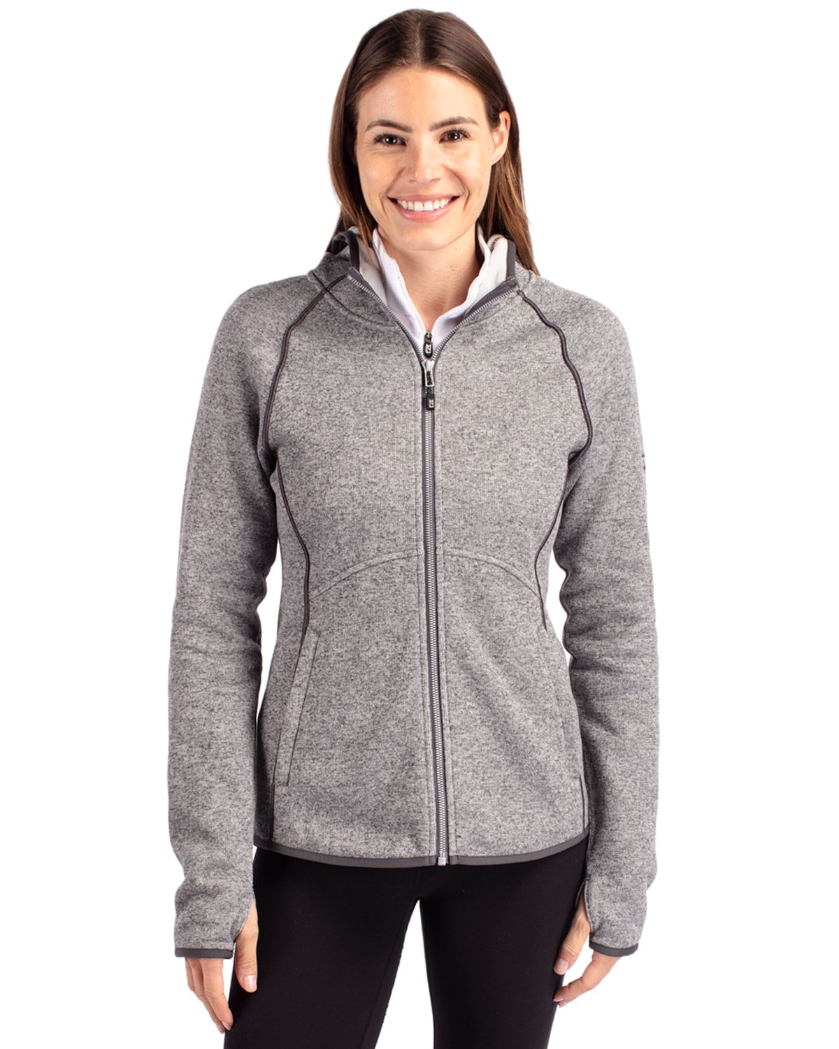 Cutter & Buck Women's Mainsail Sweater-Knit Full Zip Hooded Jacket-3