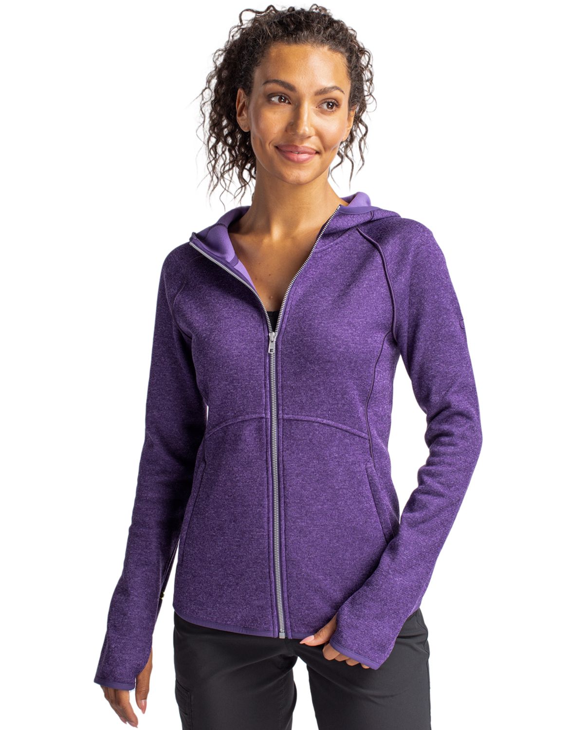 Cutter & Buck Women's Mainsail Sweater-Knit Full Zip Hooded Jacket-5