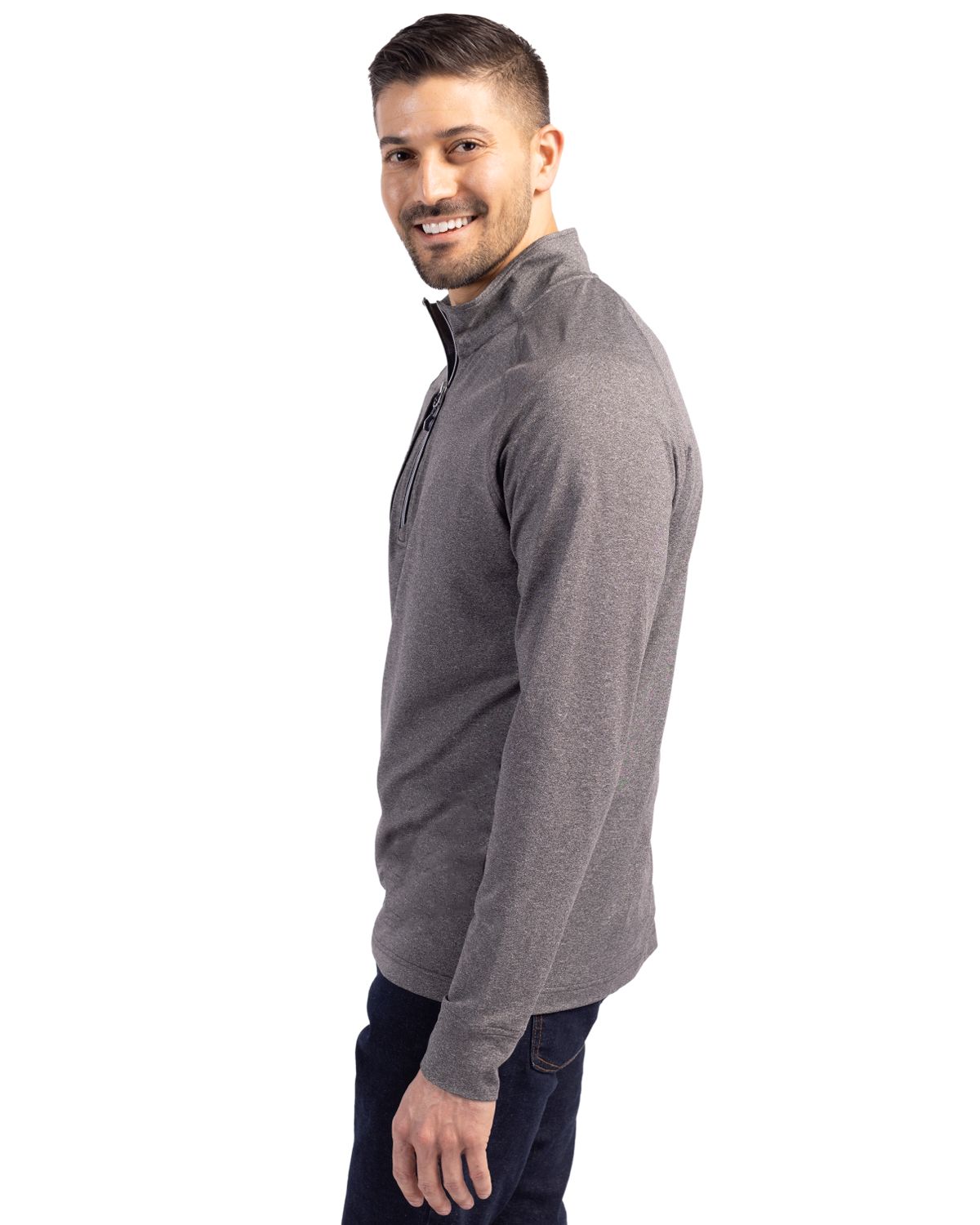 Cutter & Buck Men's Adapt Big & Tall Heathered Quarter Zip Pullover-3