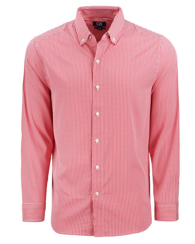 Cutter & Buck Men's Skyline Recycled Gingham Long Sleeve Button Down Dress Shirt-4