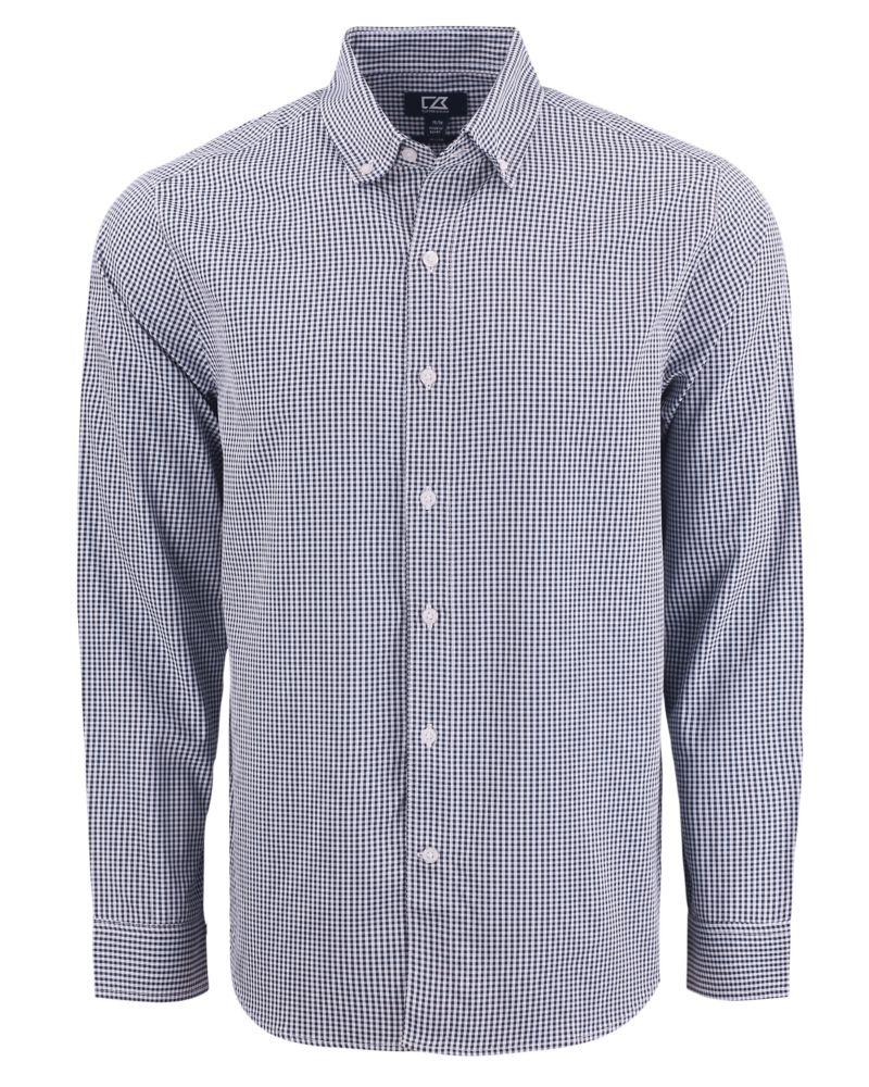 Cutter & Buck Men's Skyline Recycled Gingham Long Sleeve Button Down Dress Shirt-2