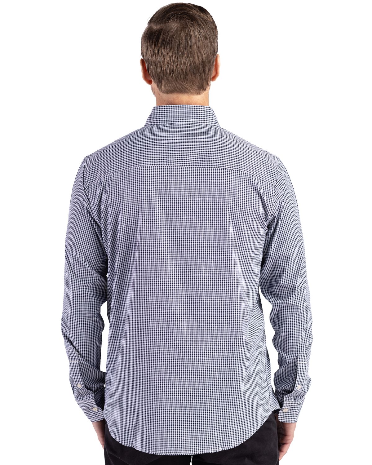Cutter & Buck Men's Skyline Recycled Gingham Long Sleeve Button Down Dress Shirt-5